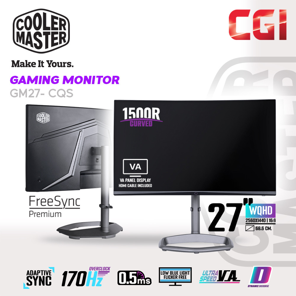 Cooler Master 27" GM27-CQS VA WQHD HDR400 170Hz 0.5ms Adaptive Sync Gaming Monitor
