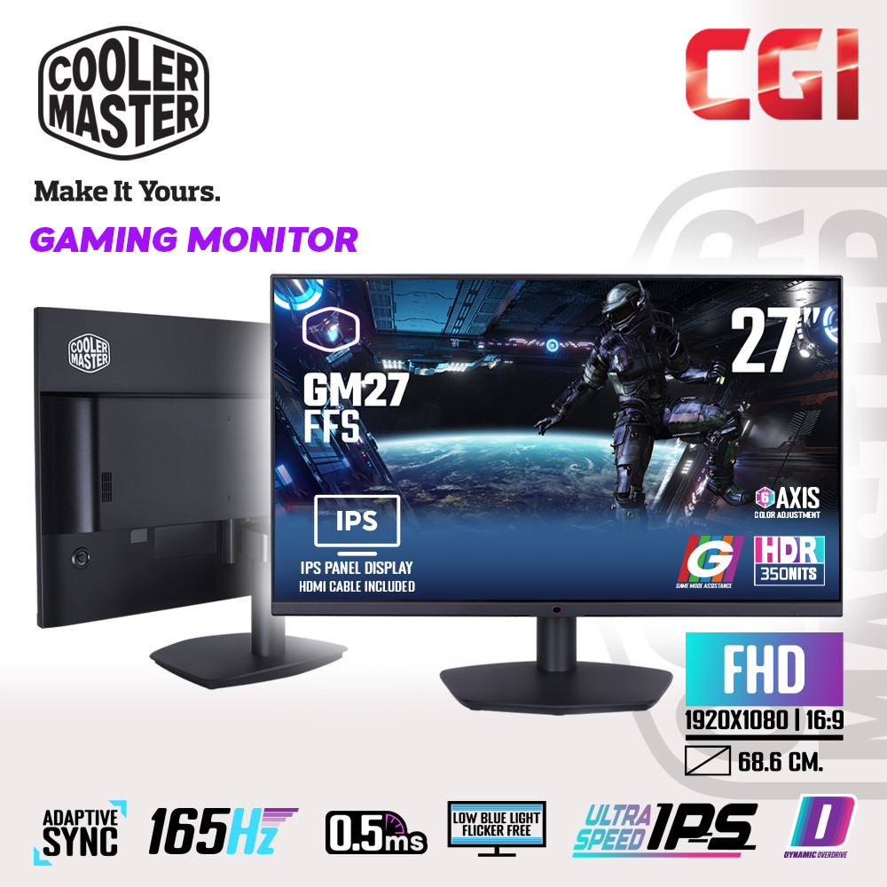 Cooler Master 27" GM27 FFS IPS FHD 165Hz 0.5ms Adaptive Sync Gaming Monitor