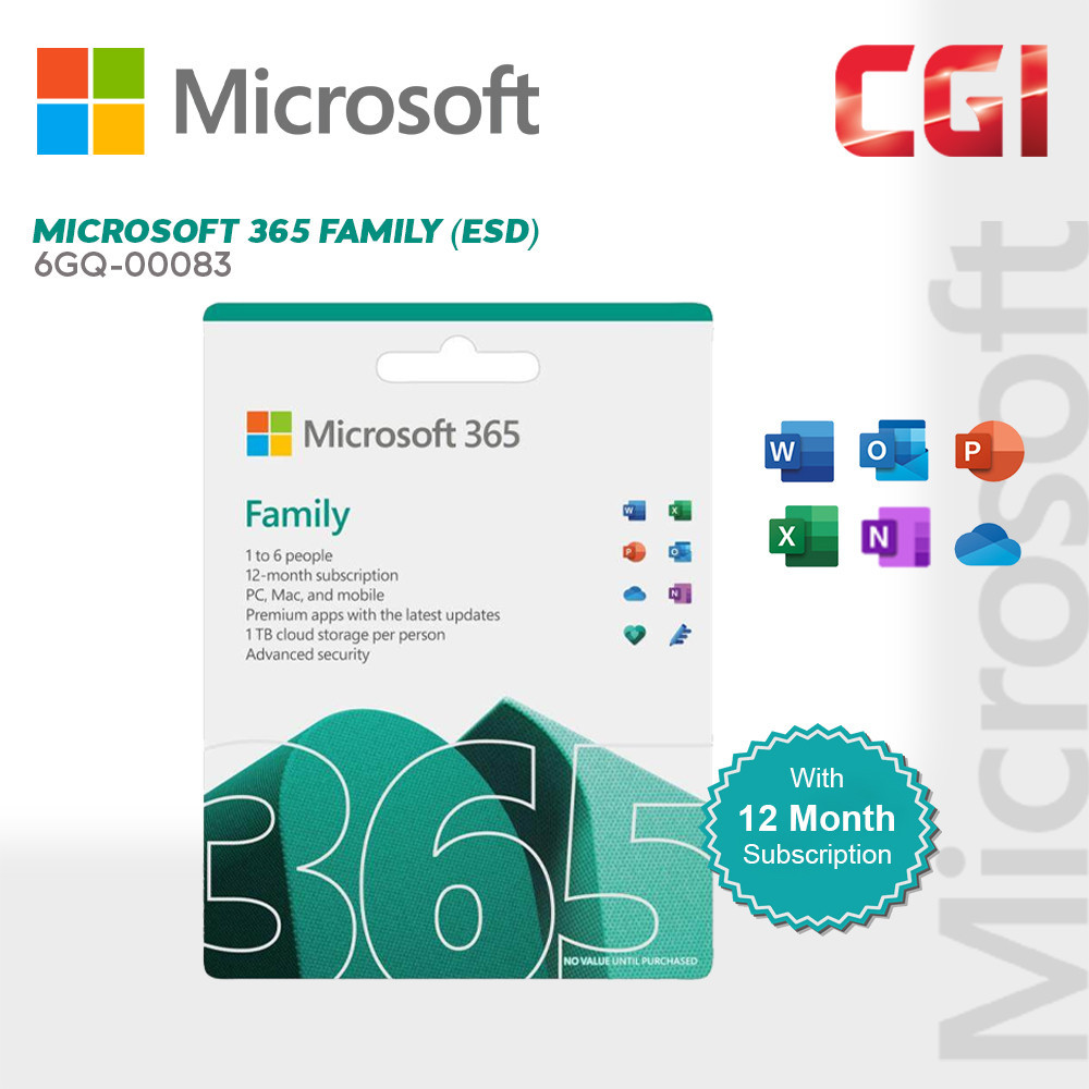 Microsoft Office 365 Family (ESD) 12 Month - 6GQ-00083