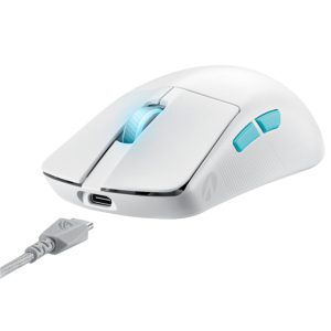 Asus P713 ROG Harpe Ace Aim Lab Edition Tri-Mode Aimpoint SpeedNova Ultra-Lightweight Wireless Gaming Mouse - Moonlight White