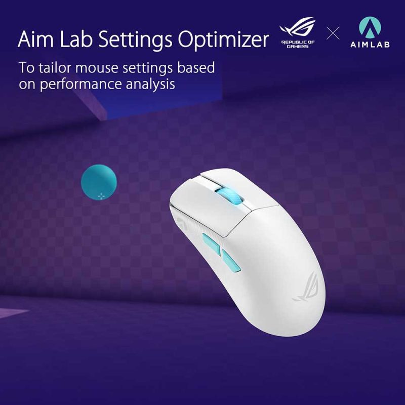 Asus P713 ROG Harpe Ace Aim Lab Edition Tri-Mode Aimpoint SpeedNova Ultra-Lightweight Wireless Gaming Mouse - Moonlight White