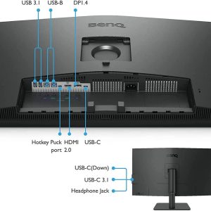 BenQ 27" PD2705U AQ COLOR IPS 4K UHD 60Hz 5ms HDR10 99% sRGB Rec.709 PIP PBP USB C Ergonomic Designer Monitor