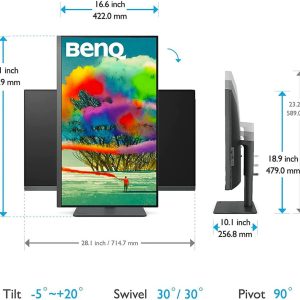BenQ 27" PD2705U AQ COLOR IPS 4K UHD 60Hz 5ms HDR10 99% sRGB Rec.709 PIP PBP USB C Ergonomic Designer Monitor