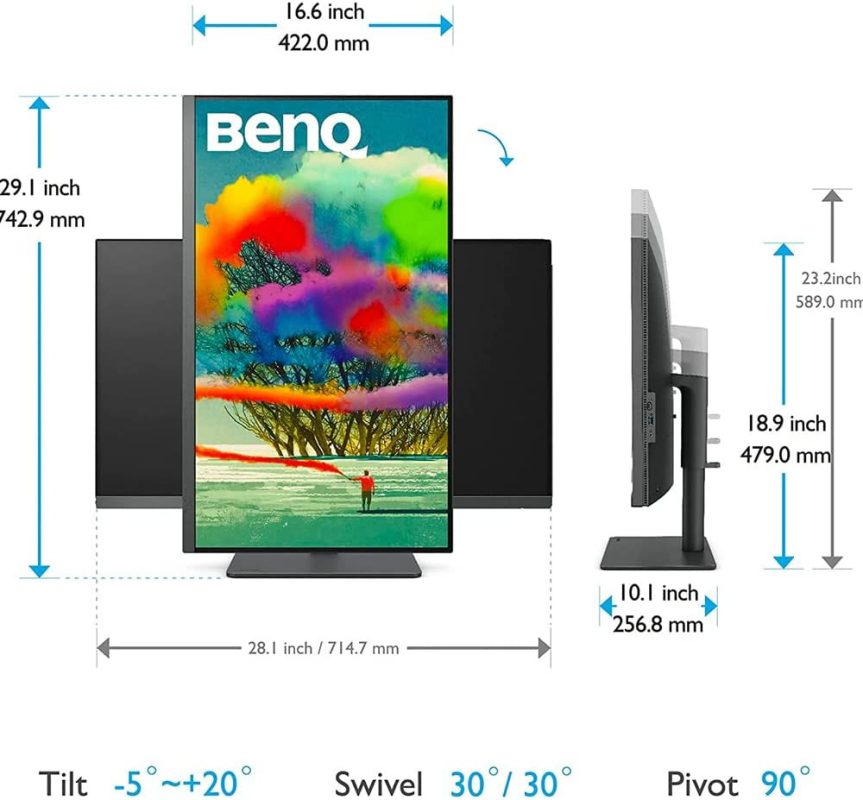 BenQ 27" PD2705U AQ COLOR IPS 4K UHD 60Hz 5ms HDR10 99% sRGB Rec.709 PIP PBP USB C Ergonomic Designer Monitor