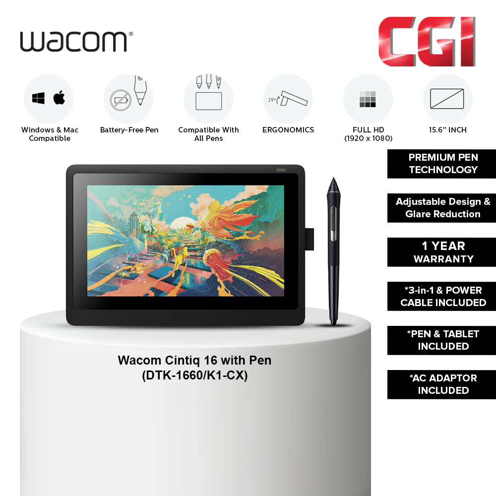 Wacom Cintiq 16 15.6" DTK-1660/K1-CX FHD IPS Drawing Pen Tablet