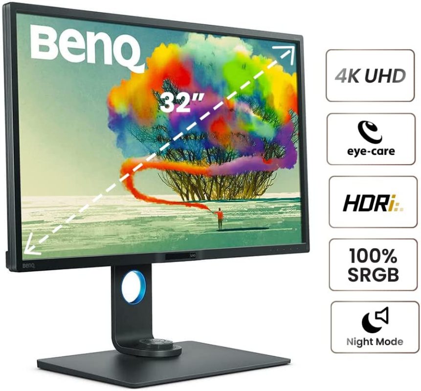 BenQ 32" PD3200U AQCOLOR 4K UHD IPS 60Hz 4ms 100% Rec.709 100% sRGB PIP PBP EyeCare Ergonomic Designer Monitor