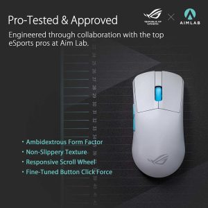 Asus P713 ROG Harpe Ace Aim Lab Edition Tri-Mode Aimpoint SpeedNova Ultra-Lightweight Wireless Gaming Mouse - Moonlight White