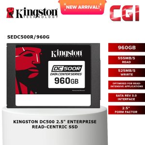 Kingston 960GB DC500 2.5" 3D TLC Enterprise 6Gbps SATA SSD - SEDC500R/960G