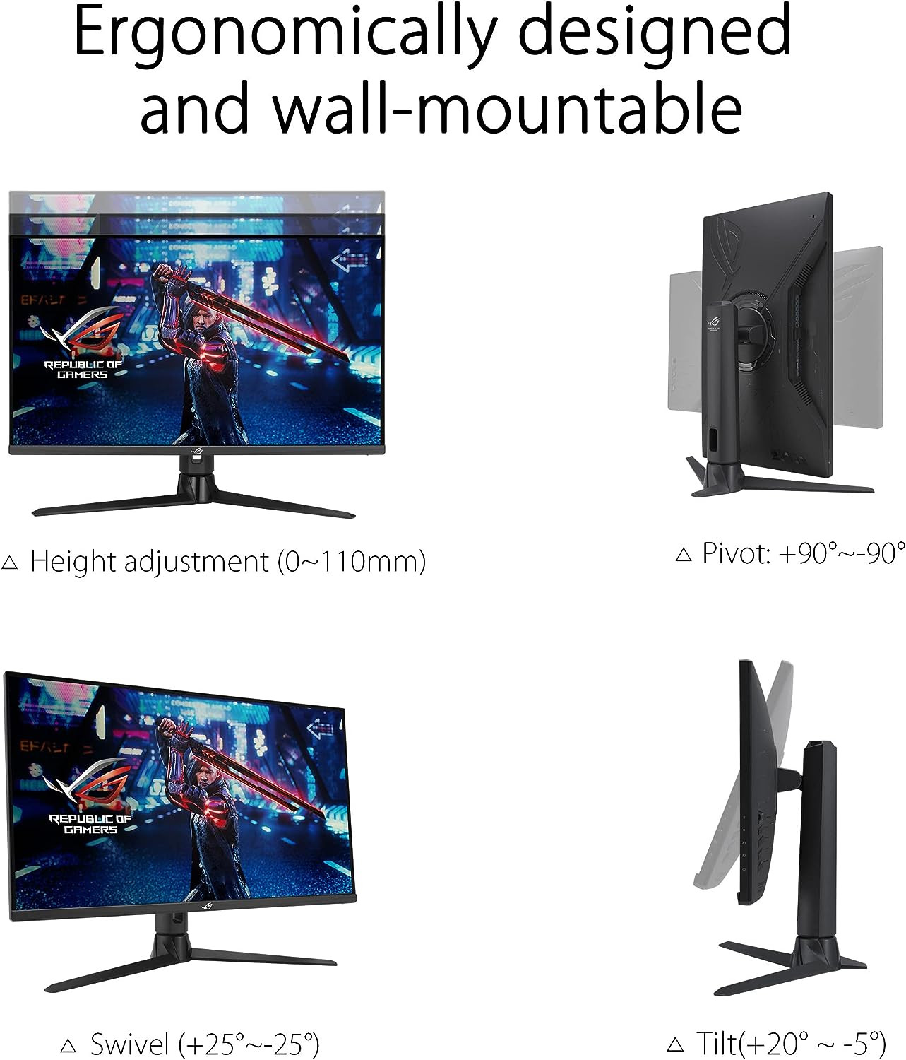 Asus 27" XG27AQMR ROG Strix Fast IPS WQHD HDR10 HDR600 G-Sync Freesync 300Hz 1ms Ergonomic Gaming Monitor
