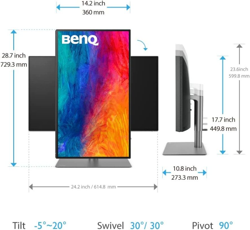 BenQ 27" PD2725U AQCOLOR 4K UHD IPS 60Hz 5ms 100% sRGB 95% P3 DisplayHDR400 HDR10 Thunderbolt 3 Ergonomic Designer Monitor