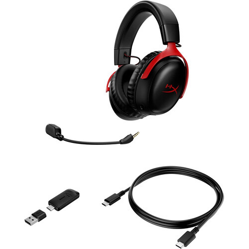 HyperX Cloud III DTS:X Detachable Mic Wireless Gaming Headset (Black/Red) - 77Z46AA