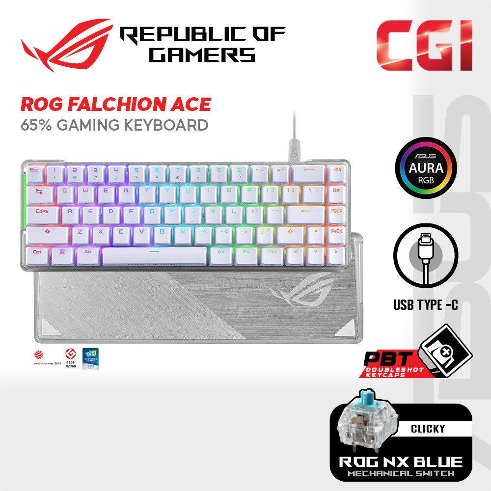 Asus M602 ROG Falchion Ace 65% ABS Doubleshot NX Blue Mechanical Dual Port Gaming Keyboard - AC-90MP0348-BKUA10