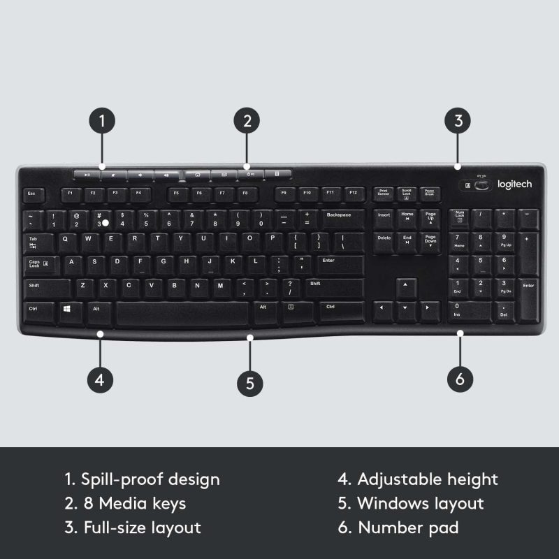 Logitech K270 Full Size Plug N Play Wireless Keyboard -920-003057