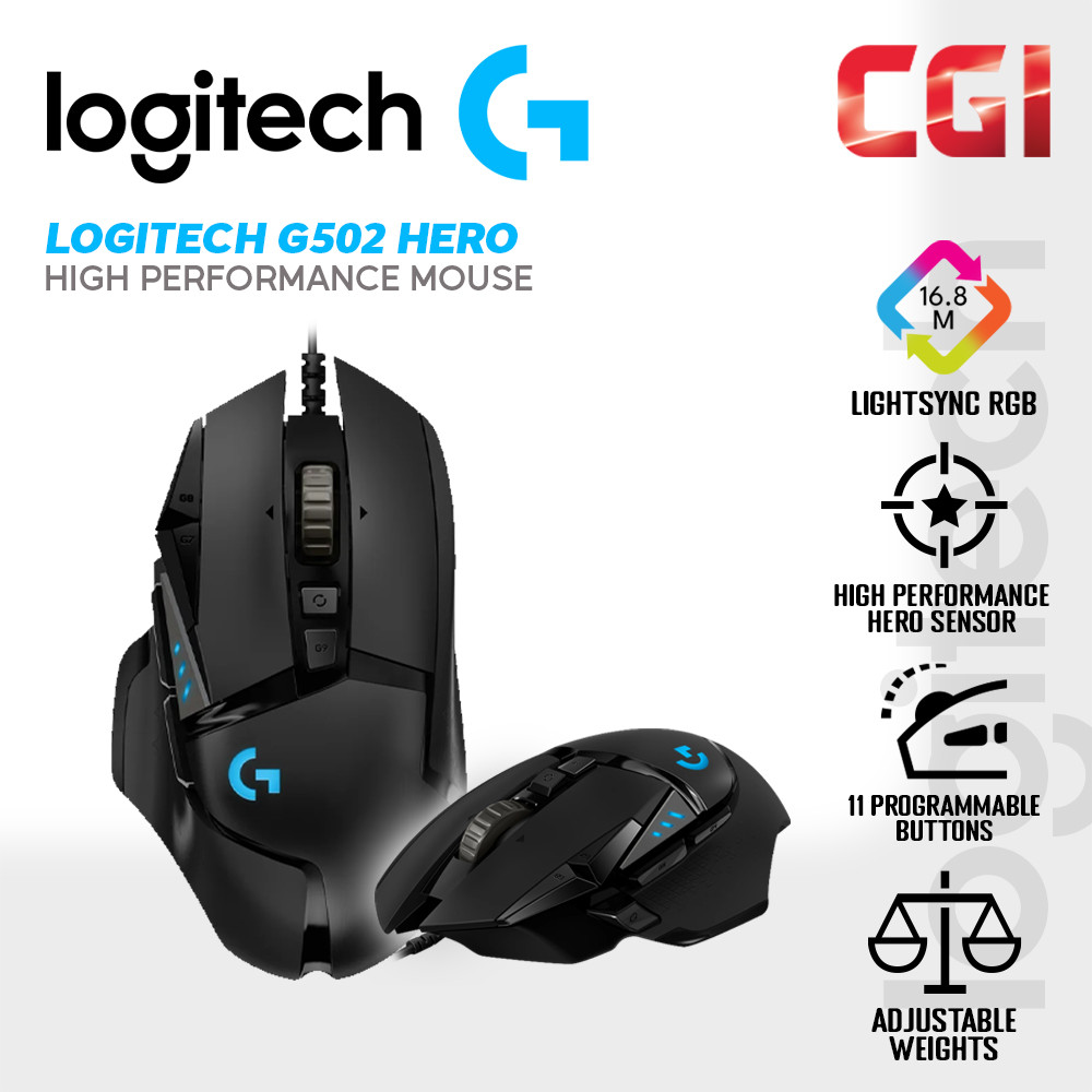 Logitech G502 Hero 25K High Performance Lightsync RGB Wired Gaming Mouse - 910-005472