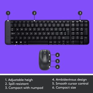 Logitech MK220 Compact Space Saving Wireless Keyboard & Mouse Combo - 920-003235