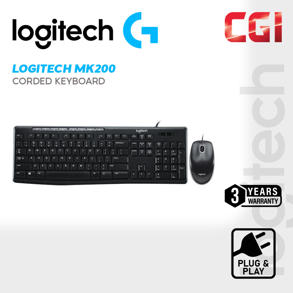 Logitech MK200 Media Corded Keyboard & Mouse Combo - 920-002693