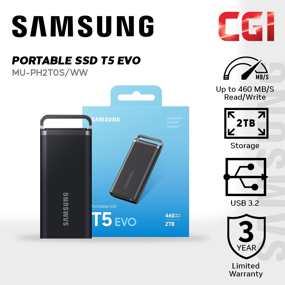 Samsung 2TB Portable SSD T5 EVO USB 3.2 Gen 1 - 2TB