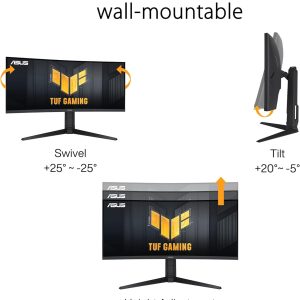 Asus 34" TUF Gaming VG34VQL3A VA QHD HDR10 Freesync Premium Pro Adaptive Sync 180Hz 1ms HDR Ultrawide Curved Ergonomic Gaming Monitor