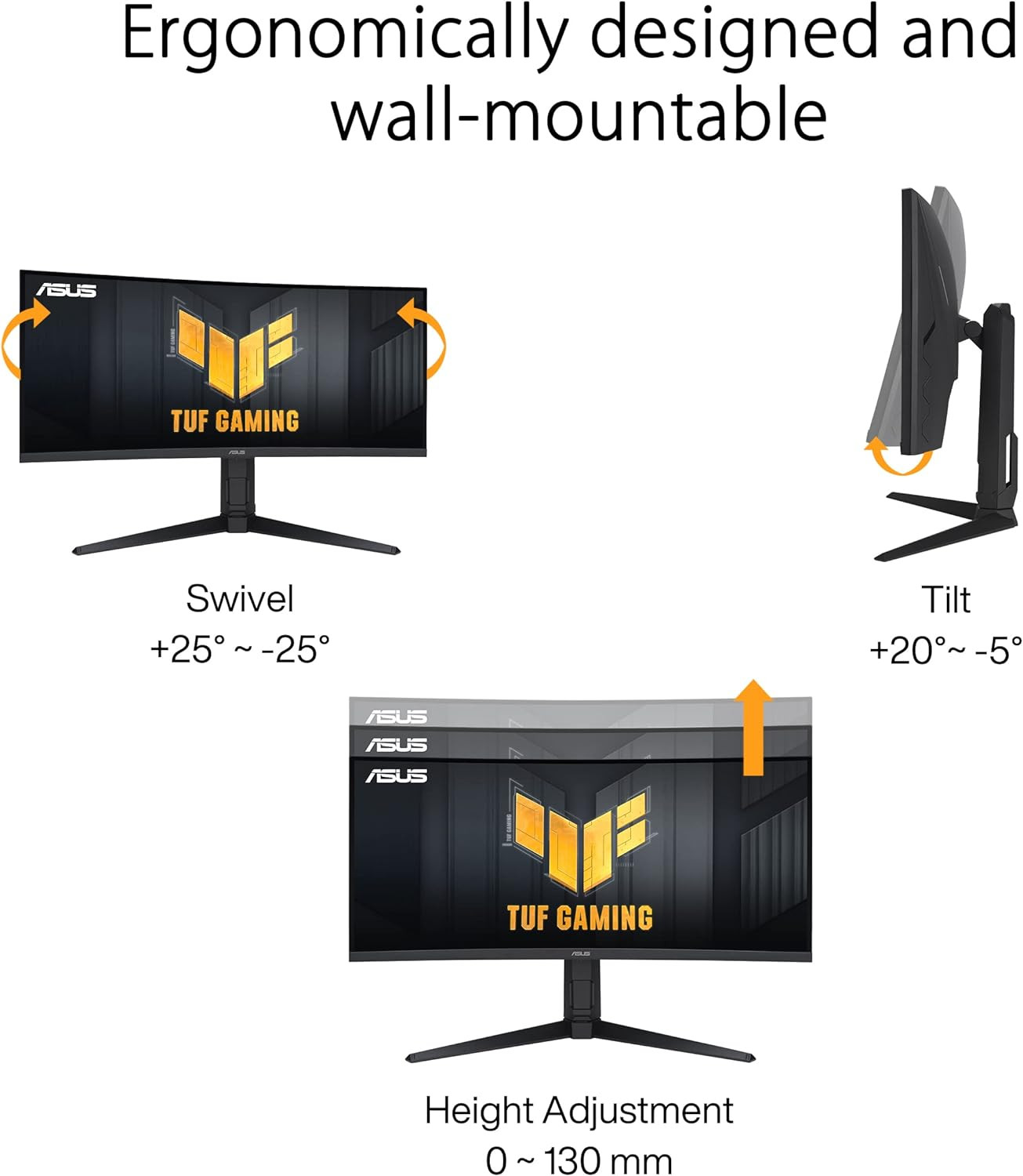 Asus 34" TUF Gaming VG34VQL3A VA QHD HDR10 Freesync Premium Pro Adaptive Sync 180Hz 1ms HDR Ultrawide Curved Ergonomic Gaming Monitor