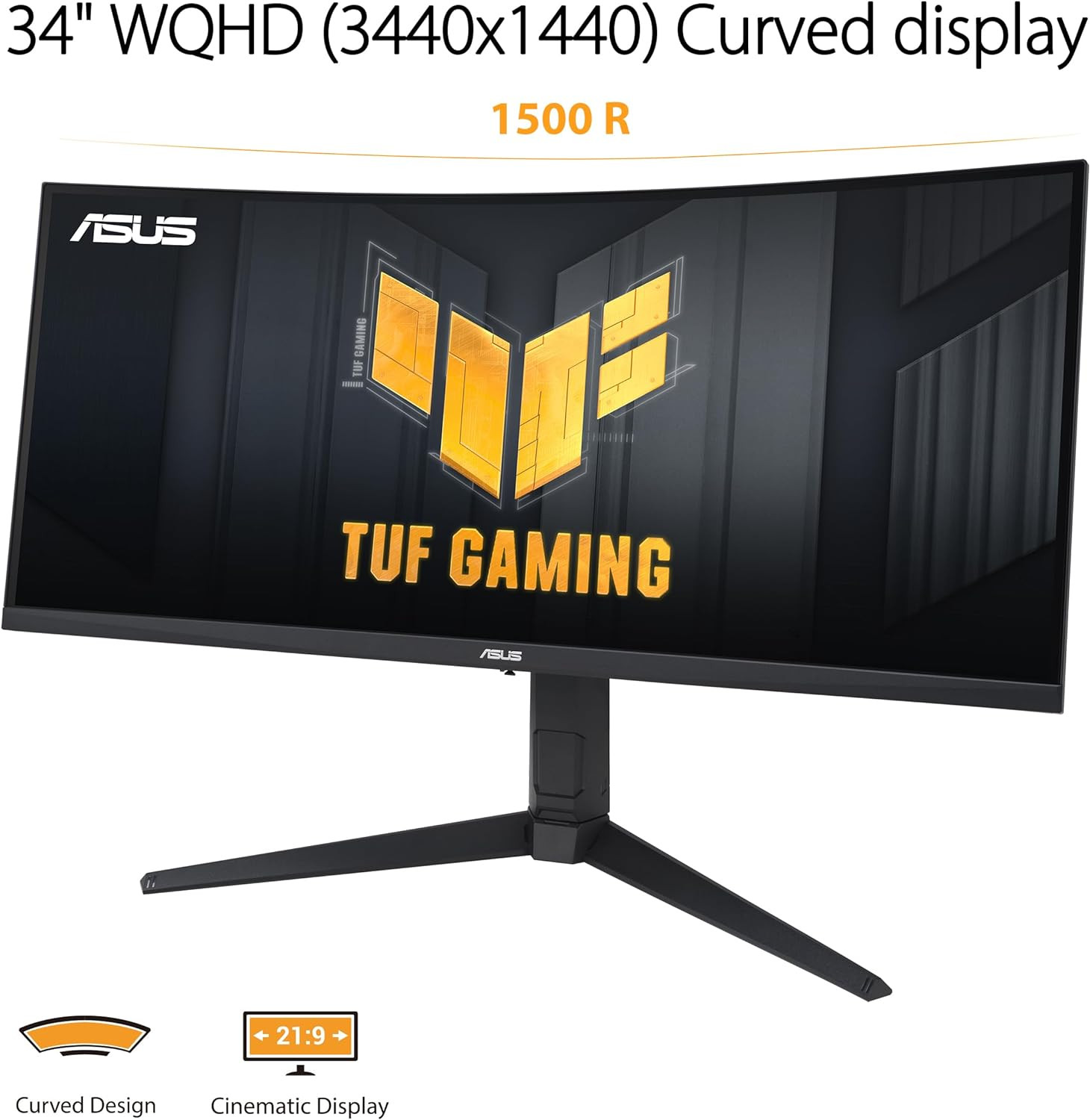 Asus 34" TUF Gaming VG34VQL3A VA QHD HDR10 Freesync Premium Pro Adaptive Sync 180Hz 1ms HDR Ultrawide Curved Ergonomic Gaming Monitor