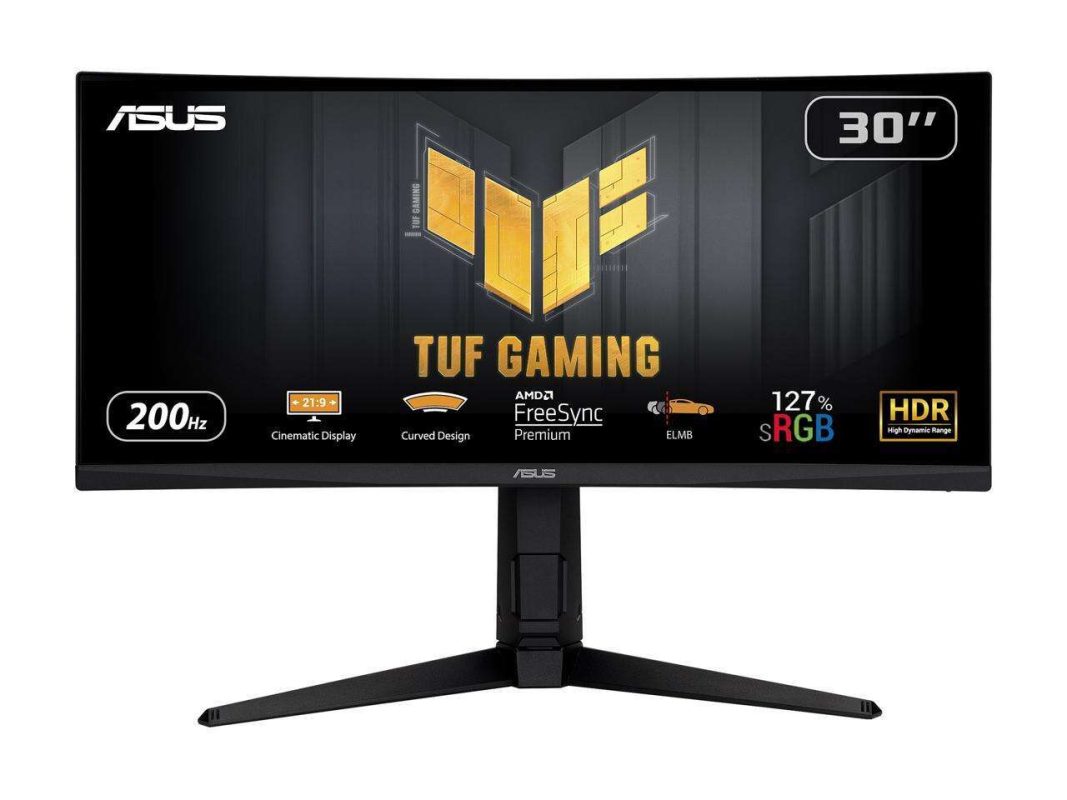 Asus 29.5" TUF Gaming VG30VQL1A VA WFHD HDR10 Freesync Premium Adaptive Sync 200Hz 1ms HDR Ultrawide Curved Ergonomic Gaming Monitor