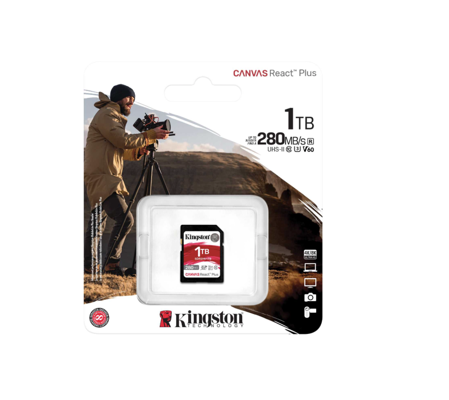 Kingston 1TB Canvas React Plus V60 UHS-II SD Memory Card - SDR2V6/1TB