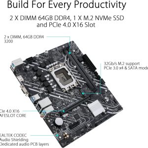 Asus PRIME H610M-K-D4-CSM DDR4 LGA 1700 Motherboard Bundle i3-14100 / i5-14400 / i3-12100 / i5-12400