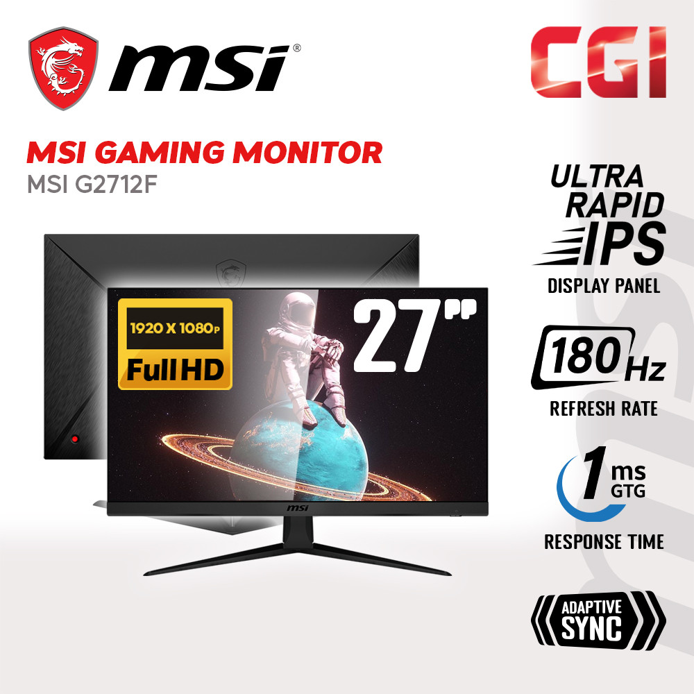 MSI 27" G2712F Ultra Rapid IPS FHD Adaptive Sync 180Hz 1ms Gaming Monitor