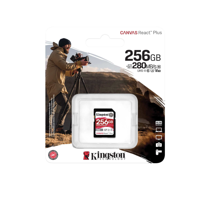 Kingston 256GB Canvas React Plus V60 UHS-II SD Memory Card - SDR2V6/256GB