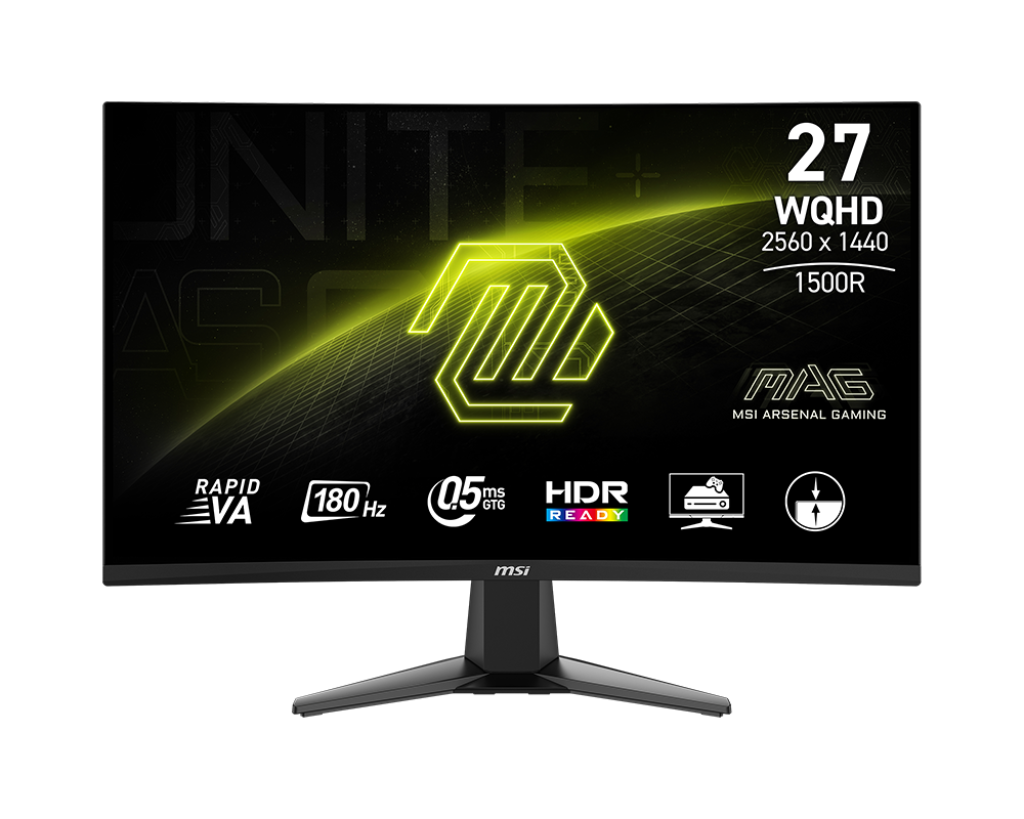 MSI 27" MAG 27CQ6F RAPID VA WQHD Adaptive Sync 180Hz 0.5ms Curved Gaming Monitor