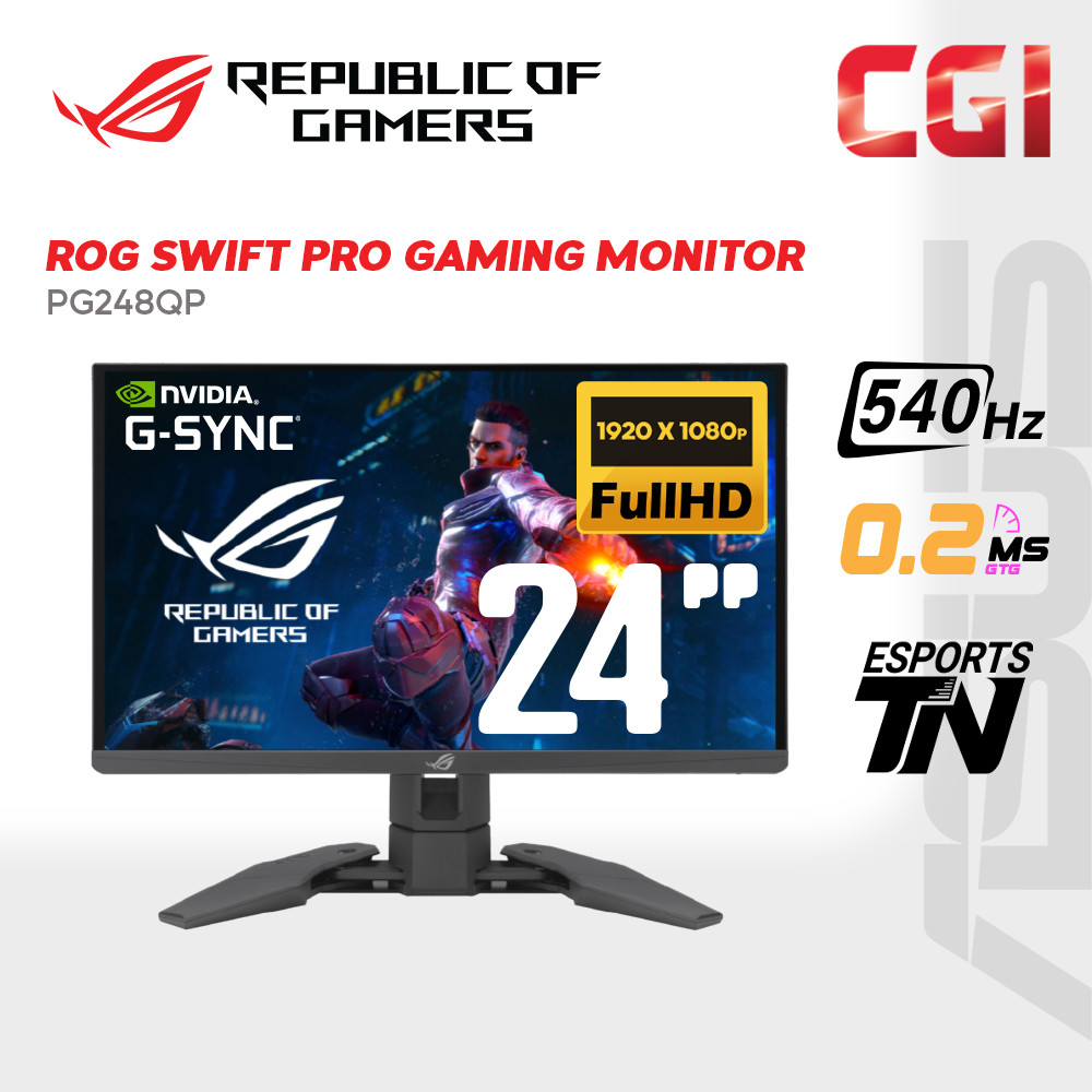 Asus 24.1" ROG Swift Pro PG248QP E-TN FHD HDR10 GSync Adaptive Sync 540Hz 0.2ms Aura Sync Ergonomic Gaming Monitor