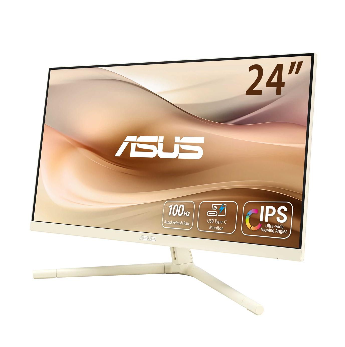 Asus 24" VU249CFE-M IPS FHD 100Hz 1ms Adaptive Sync Type-C Height Adjustable Eye Care Gaming Monitor - Oat Milk