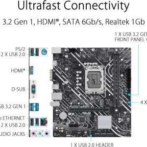 Asus PRIME H610M-K-D4-CSM DDR4 LGA 1700 Motherboard Bundle i3-14100 / i5-14400 / i3-12100 / i5-12400
