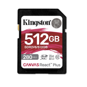 Kingston 512GB Canvas React Plus V60 UHS-II SD Memory Card - SDR2V6/512GB