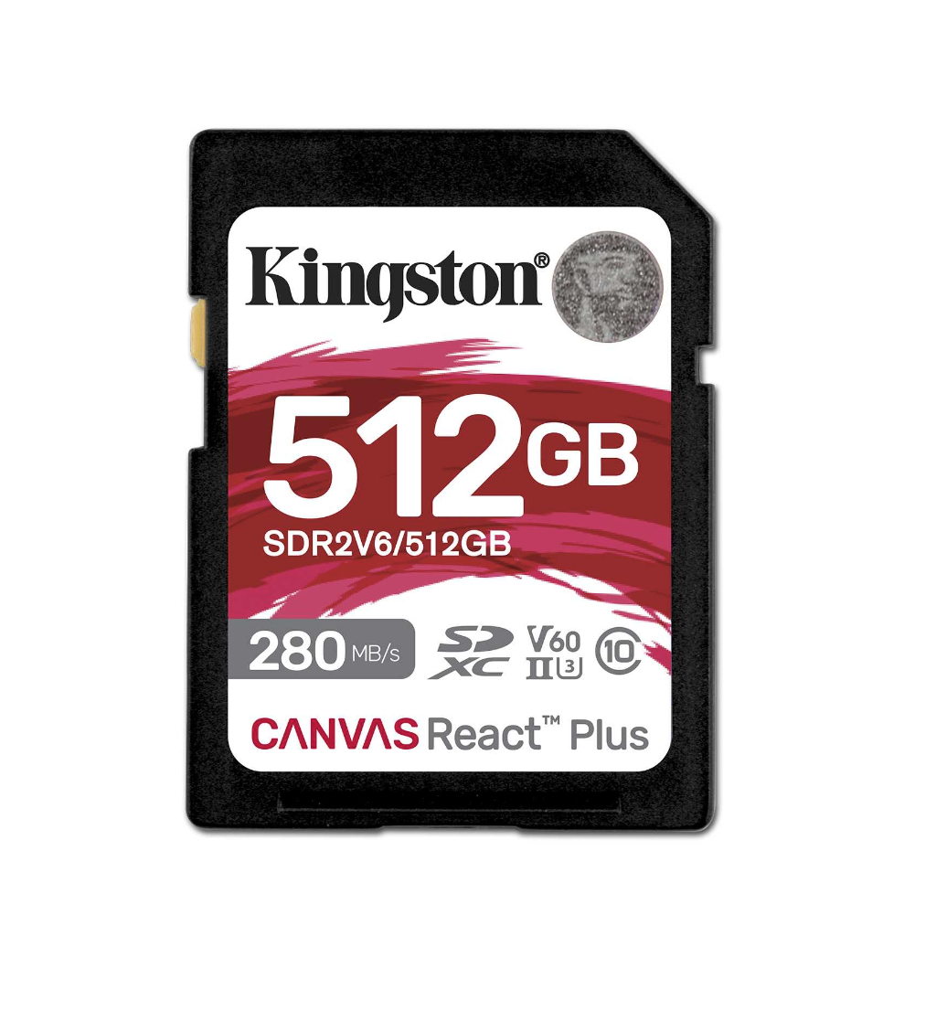 Kingston 512GB Canvas React Plus V60 UHS-II SD Memory Card - SDR2V6/512GB