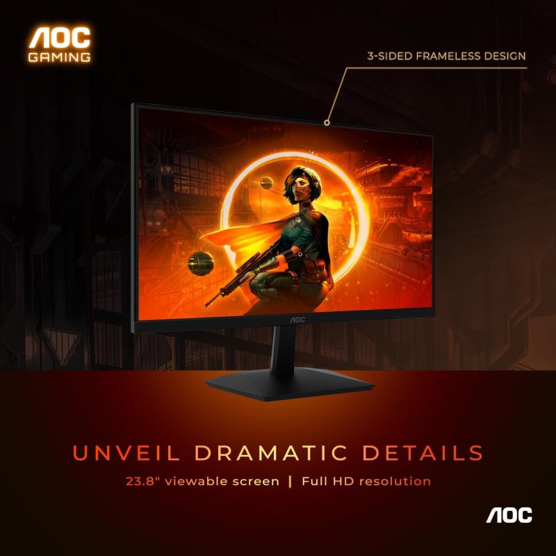 AOC 24" 24G15N VA FHD HDR10 Adaptive Sync 180Hz 1ms Frameless Gaming Monitor