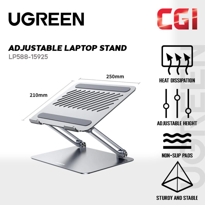UGreen Adjustable Alaminium Alloy Laptop Stand - Silver