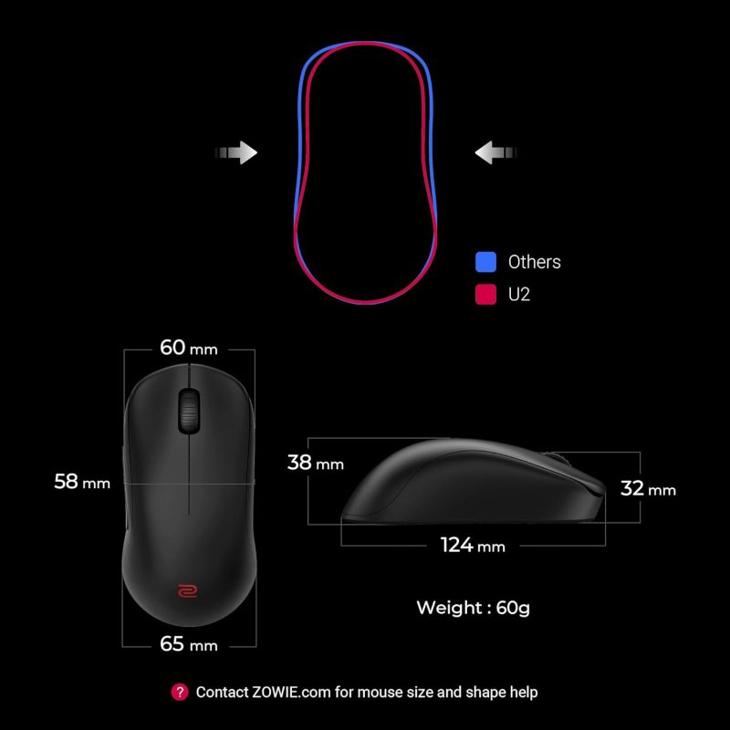 BenQ Zowie U2 Symmetrical Gaming Wireless Mouse for Esports