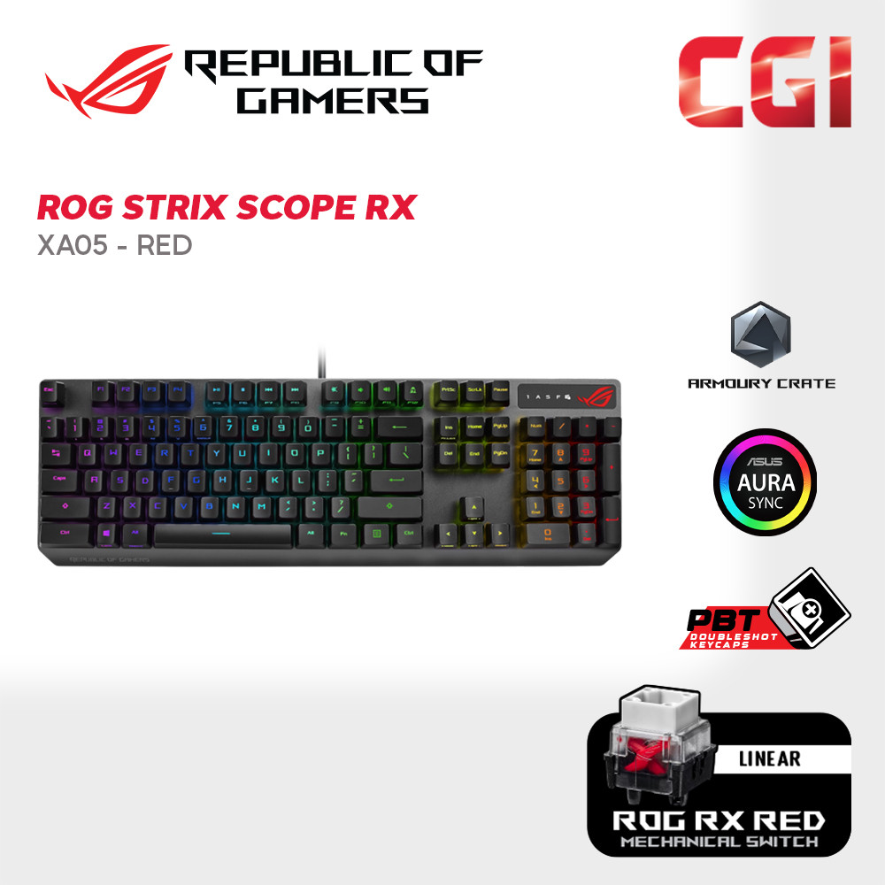Asus XA05 ROG Strix Scope RX Red Mechanical Switches IP56 USB-C RGB Gaming Keyboard