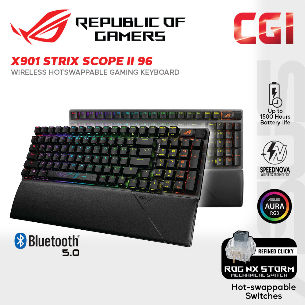 Asus X901 ROG Strix Scope II 96 NX Storm Mechanical Tri-Mode Wireless Gaming Keyboard - Storm Switch