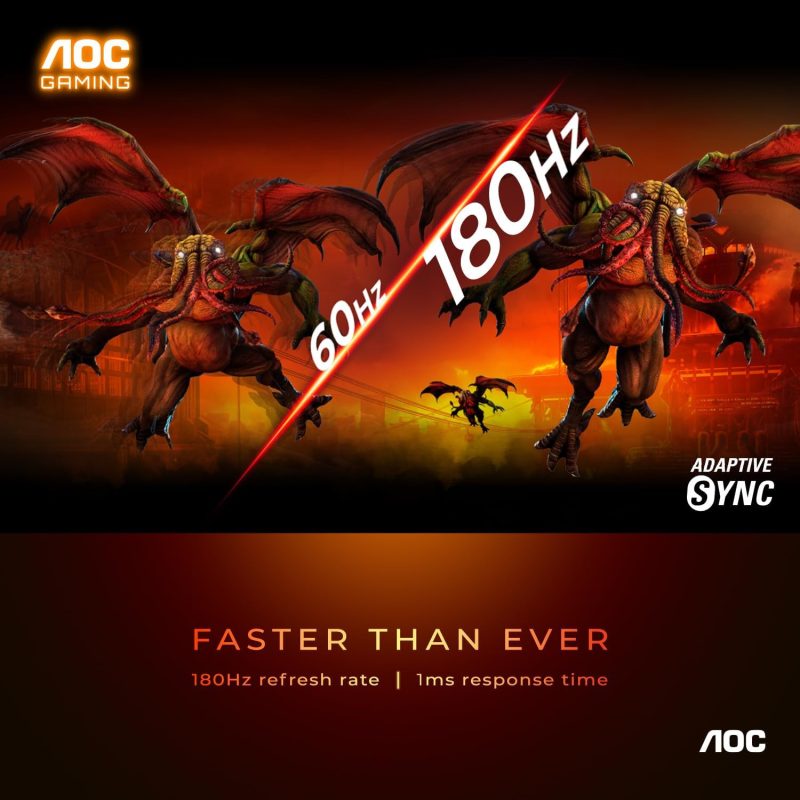 AOC 24" 24G15N VA FHD HDR10 Adaptive Sync 180Hz 1ms Frameless Gaming Monitor