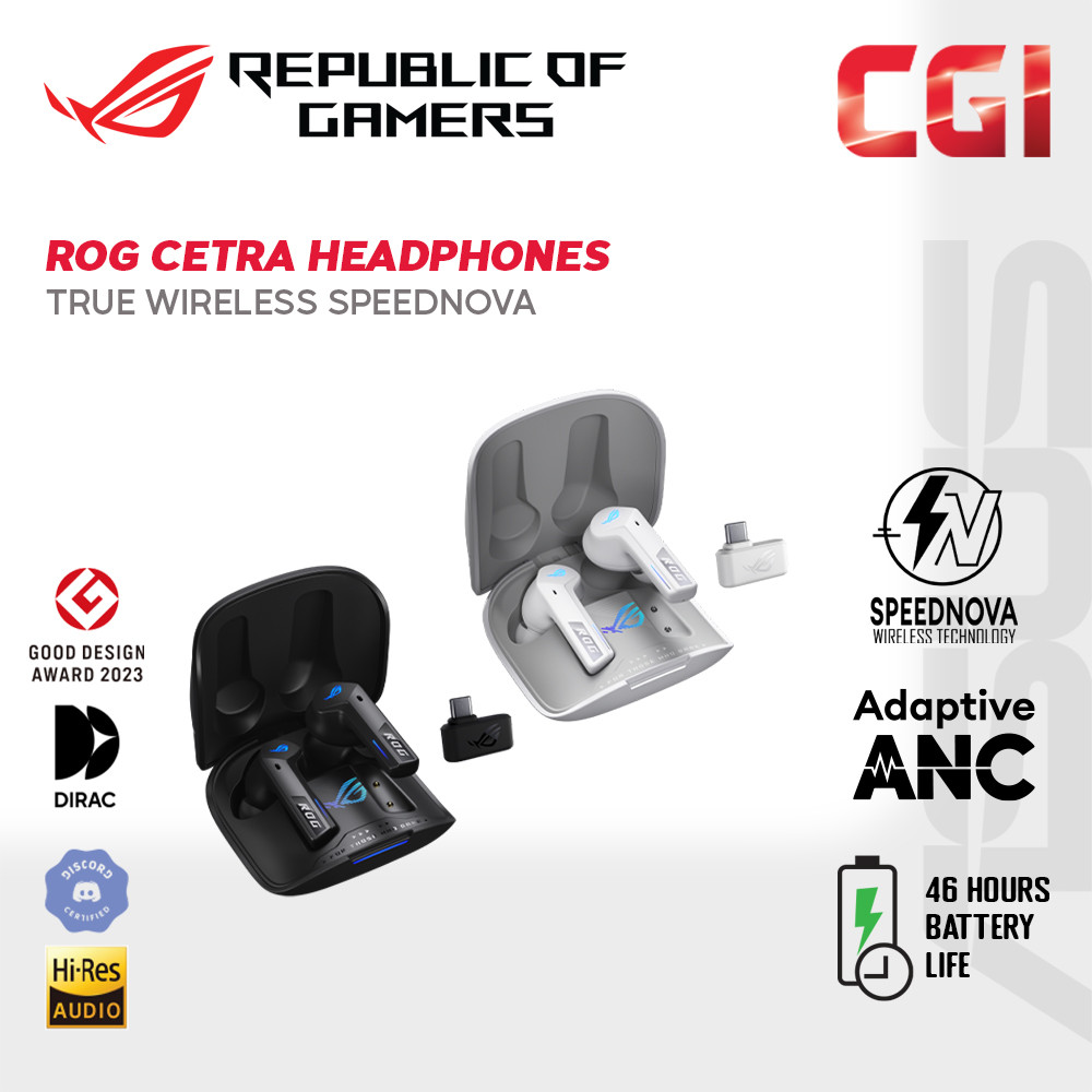 ROG Cetra True Wireless Speednova Dual-Mode ANC Hybrid Multipoint Gaming Headphones