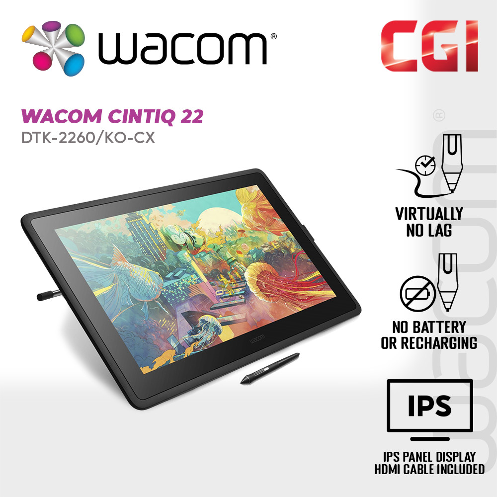 Wacom 21.5" CINTIQ 22 IPS FHD NTSC 72% Creative Pen Display with Wacom Pro Pen 2 - DTK-2260/K0-CX
