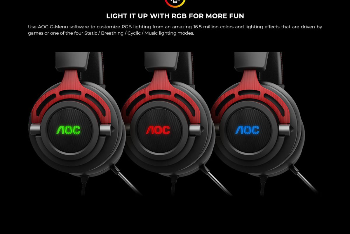 AOC GH300 Lightweight RGB Wired Gaming Headset