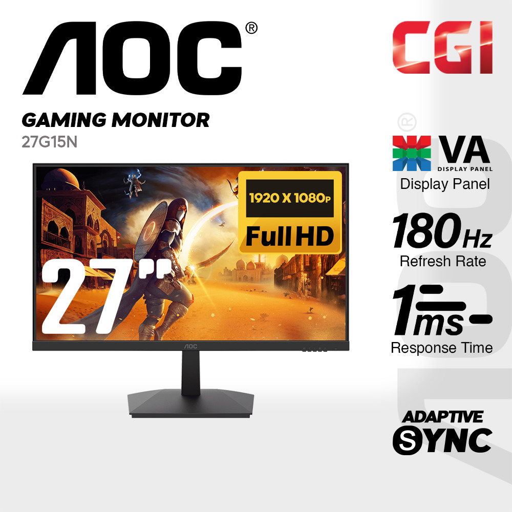 AOC 27" 27G15N VA FHD HDR10 Adaptive Sync 180Hz 1ms Gaming Monitor