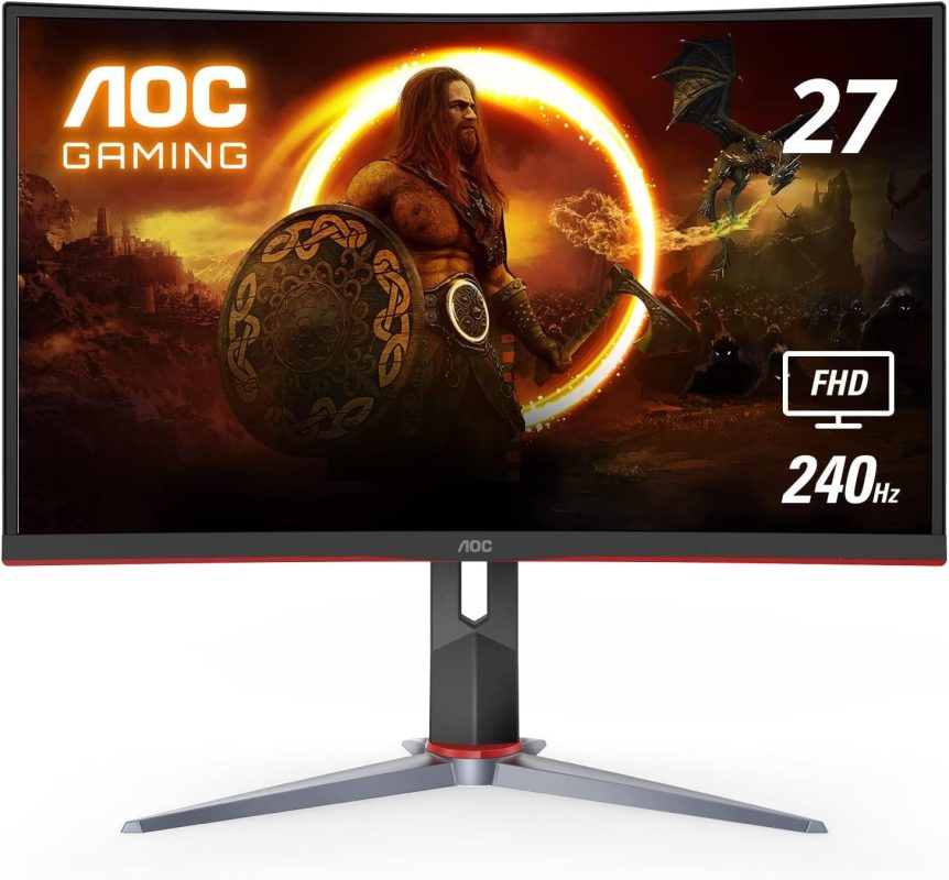 AOC 27" C27G2Z VA FHD Freesync 240Hz 0.5ms Height Adjustable Curved Gaming Monitor