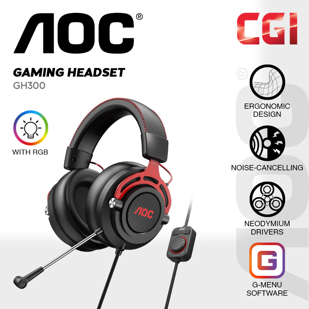 AOC GH300 Lightweight RGB Wired Gaming Headset