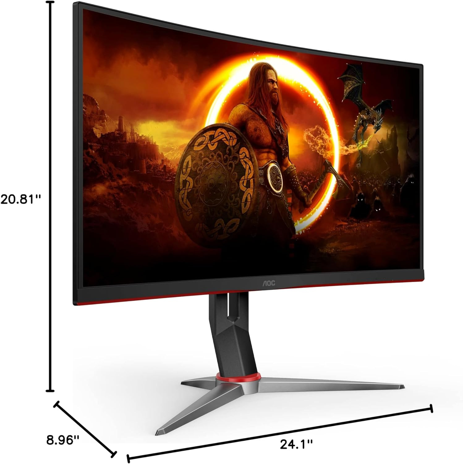 AOC 27" C27G2Z VA FHD Freesync 240Hz 0.5ms Height Adjustable Curved Gaming Monitor