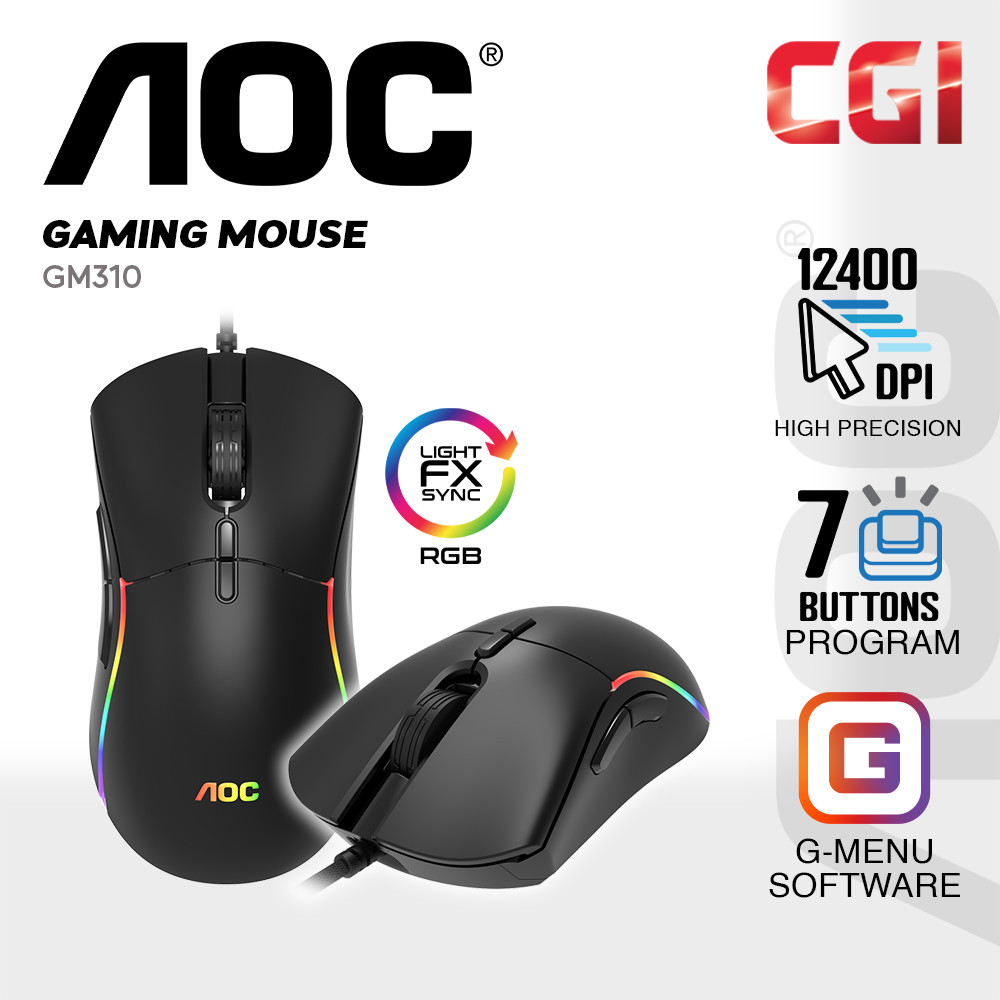 AOC GM310 Wired Tunable Weight RGB Gaming Mouse