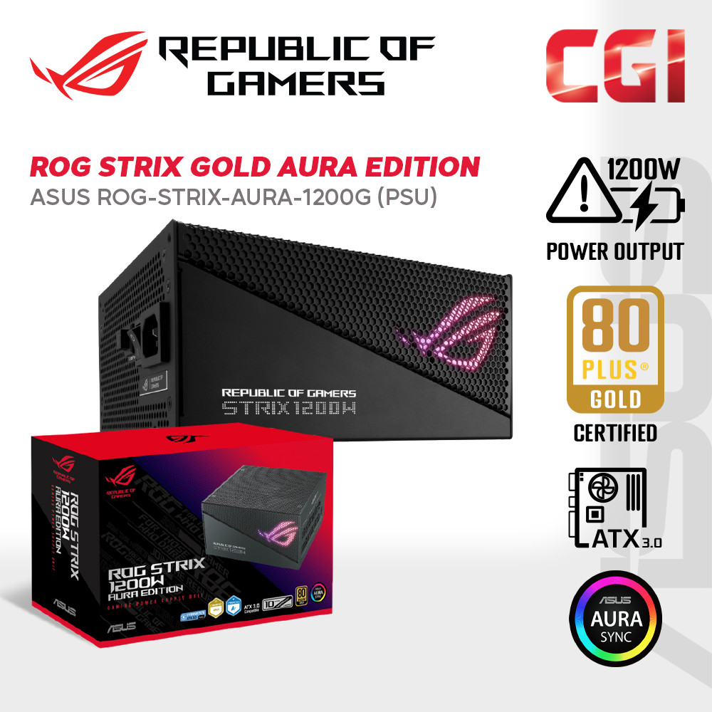 Asus ROG Strix 1200W Gold Aura Edition Aura Sync Heatsinks Gaming Power Supply PSU